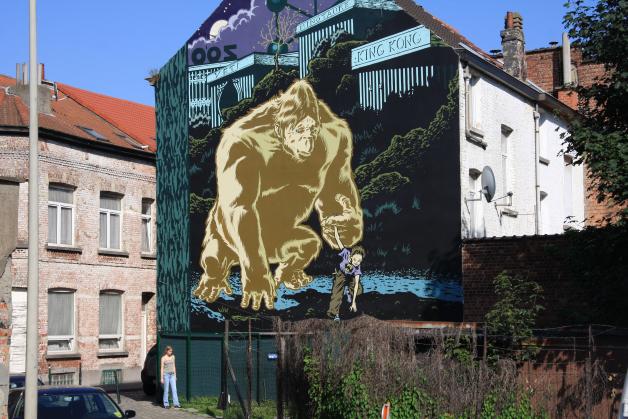 Tribute to Hergé fresco by Mezzo in Laeken