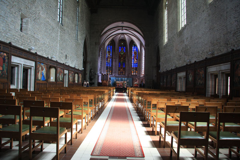 Entering the Church Abbaye de la Cambre 