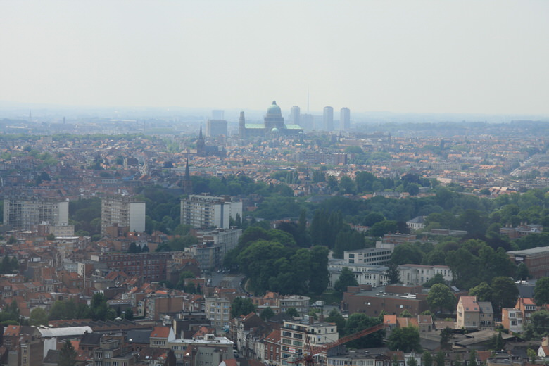 View of the city of Brussels from the top of the Atomium