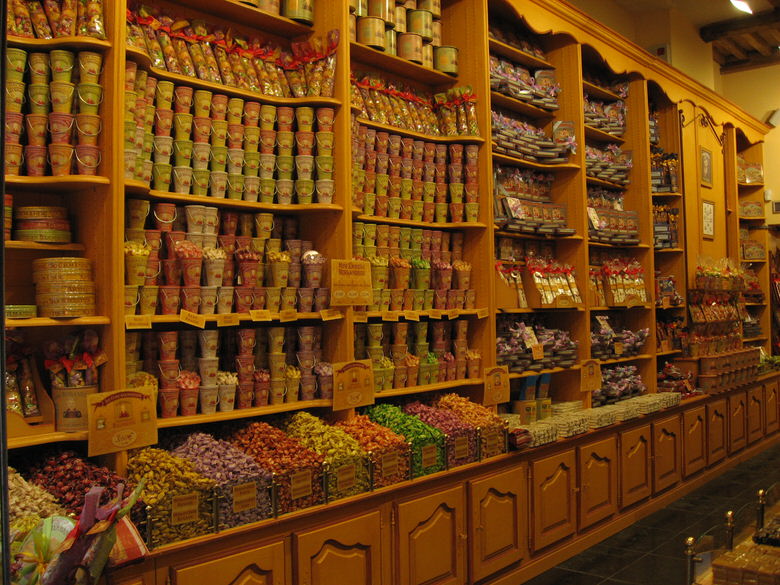 Candy sold either individually or by the bucket