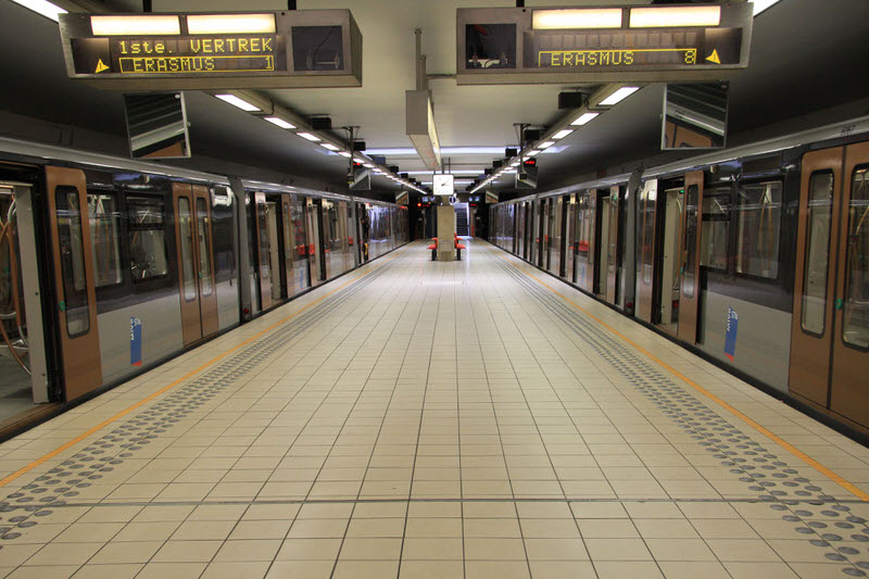 Arriving at the Stockel Undergroud Subway Station