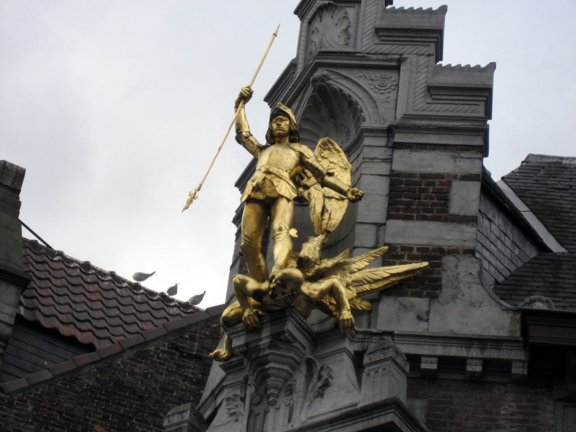 Saint-Michael trampling Satan