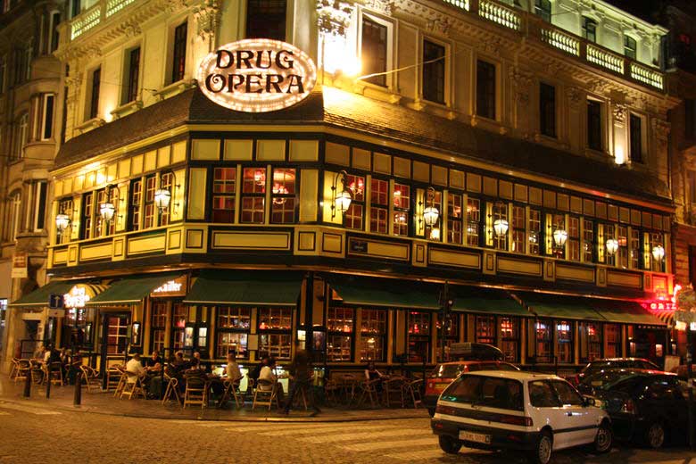 Drug Opera Brussels at night