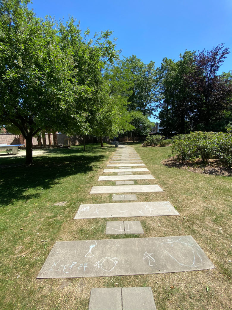 stone walkway across park du viaduc