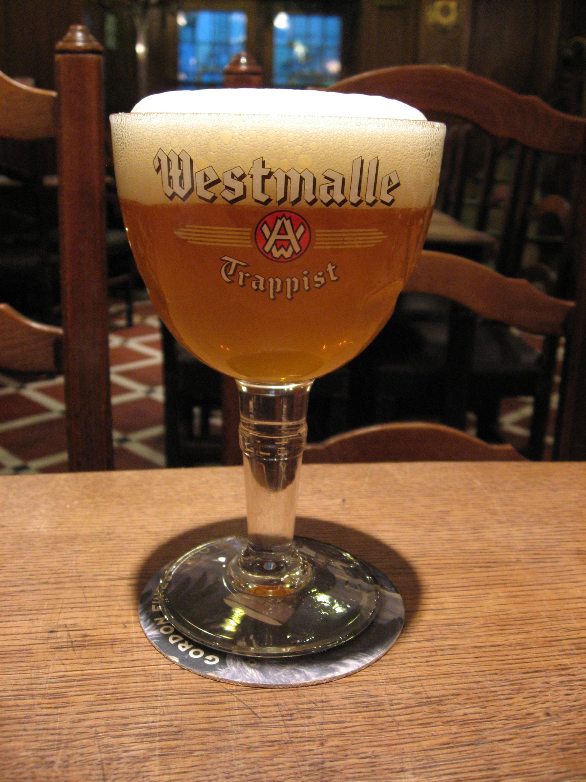 A freshly poured Westmalle Tripel in A la BÃ©casse cafÃ© of Brussels